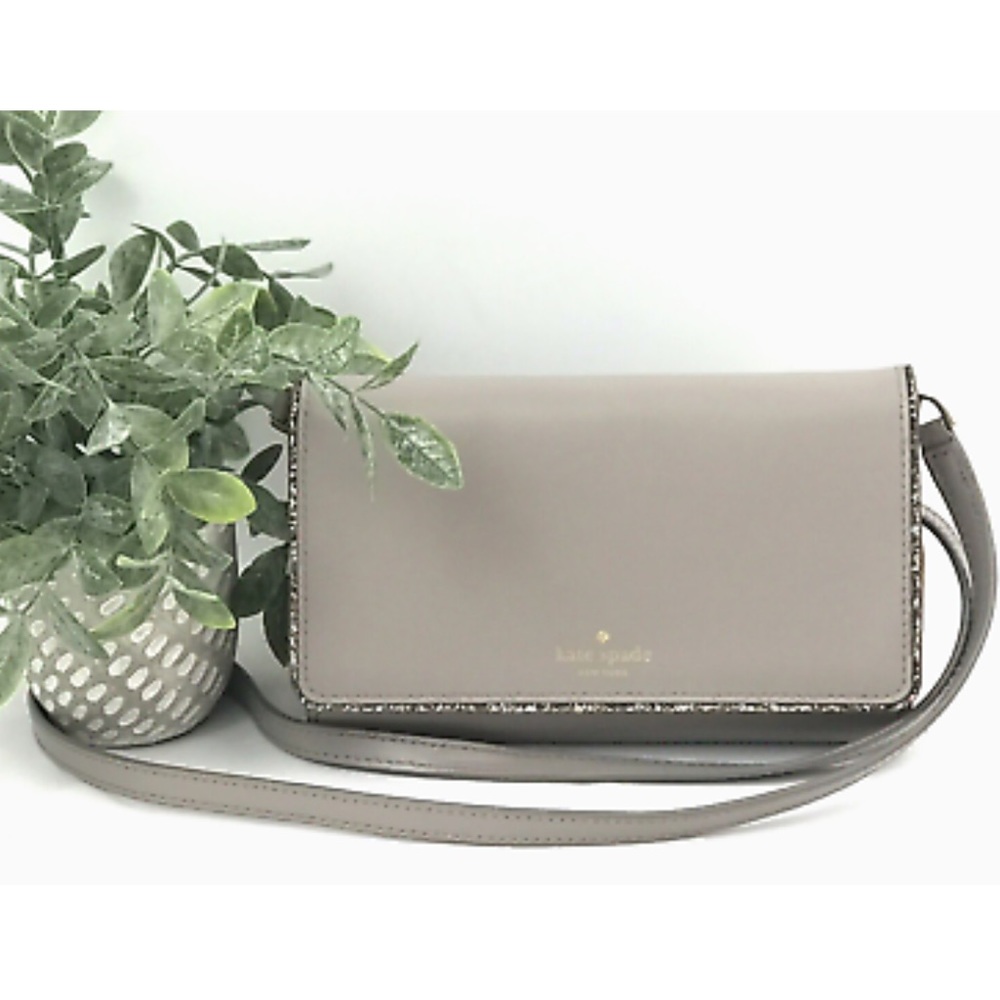 NWT KATE SPADE CONNIE SETON DRIVE CITY SCAPE LEATHER GLITTER CROSSBODY HANDBAG